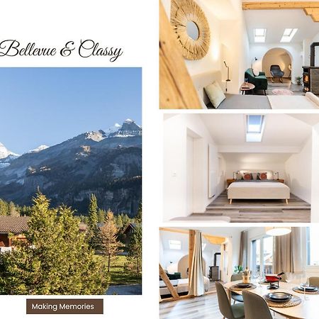 Bellevue & Classy Mountain View Apartment Kandersteg Bagian luar foto